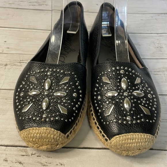 Brighton Black Leather Silver Studded Jett Espadrilles - Picture 3 of 11
